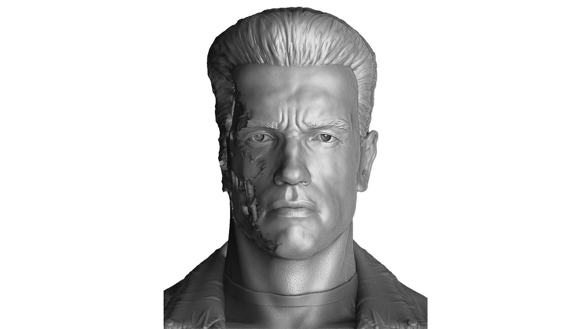 Terminator T-800 BUST 2 options for 3D printing STL 3D print model_12
