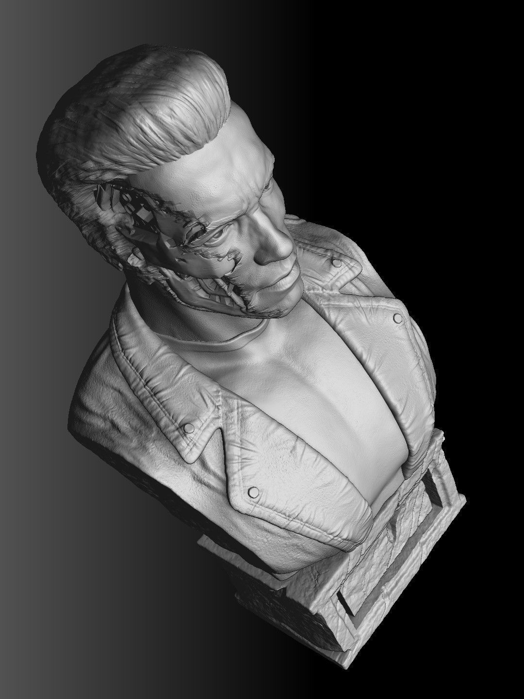 Terminator T-800 BUST 2 options for 3D printing STL 3D print model_32