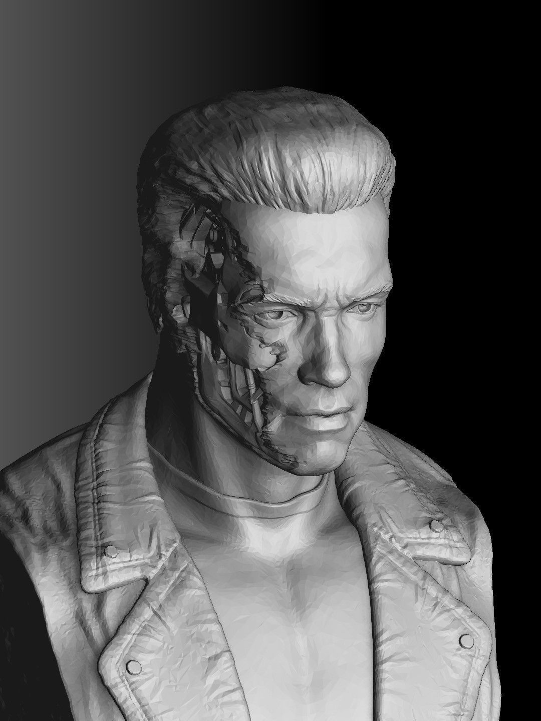 Terminator T-800 BUST 2 options for 3D printing STL 3D print model_11