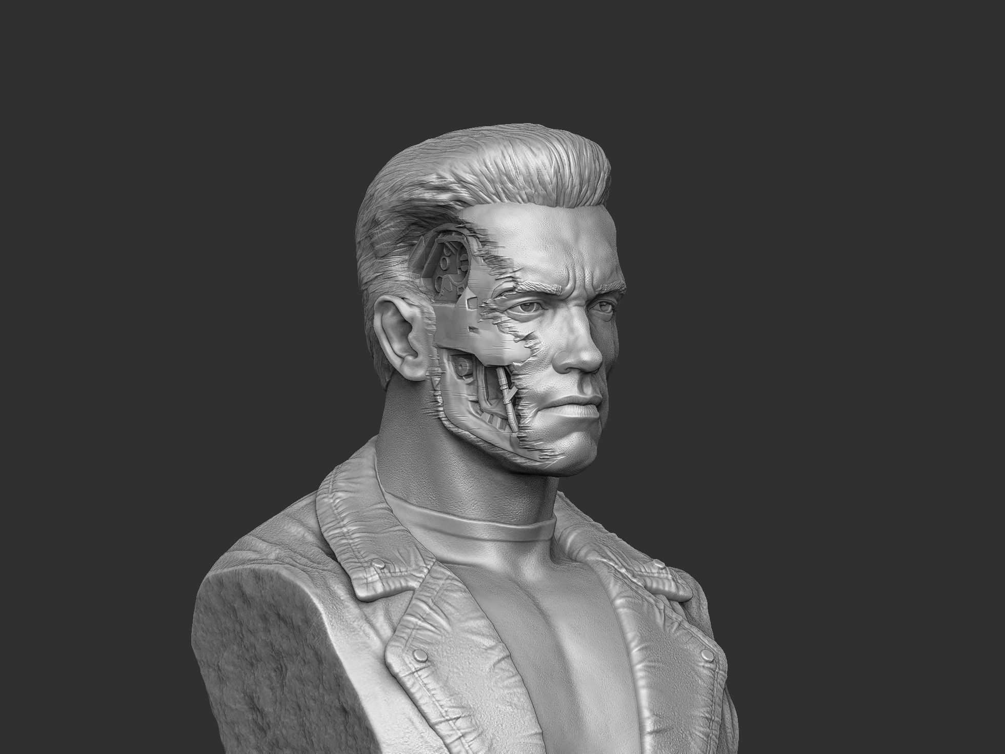 Terminator T-800 BUST 2 options for 3D printing STL 3D print model_43