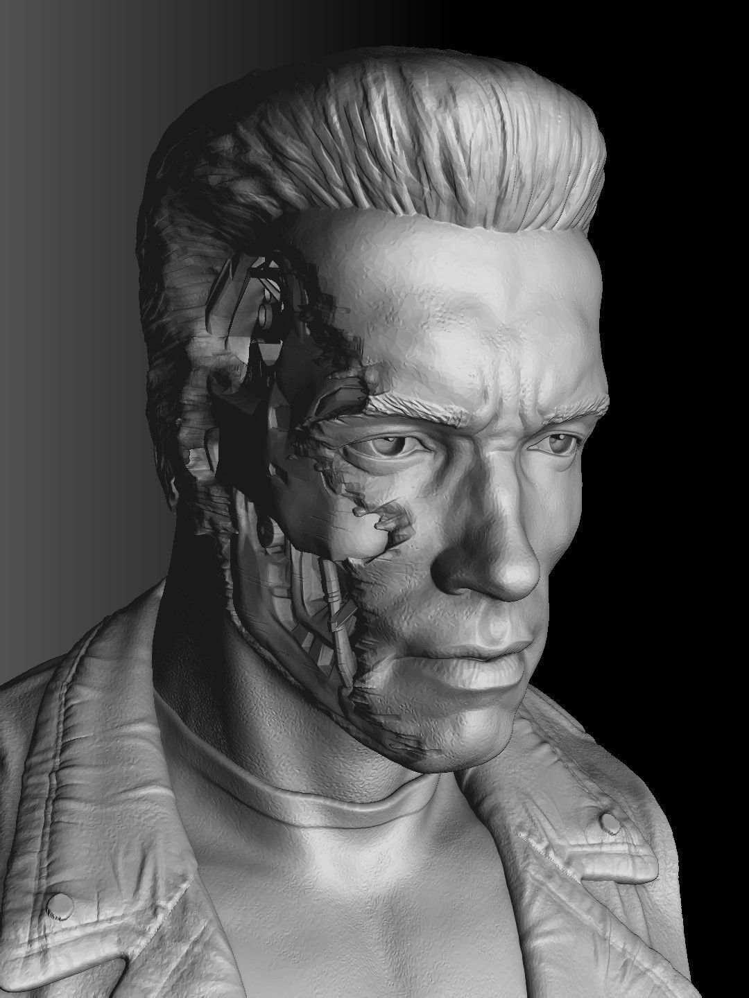 Terminator T-800 BUST 2 options for 3D printing STL 3D print model_34
