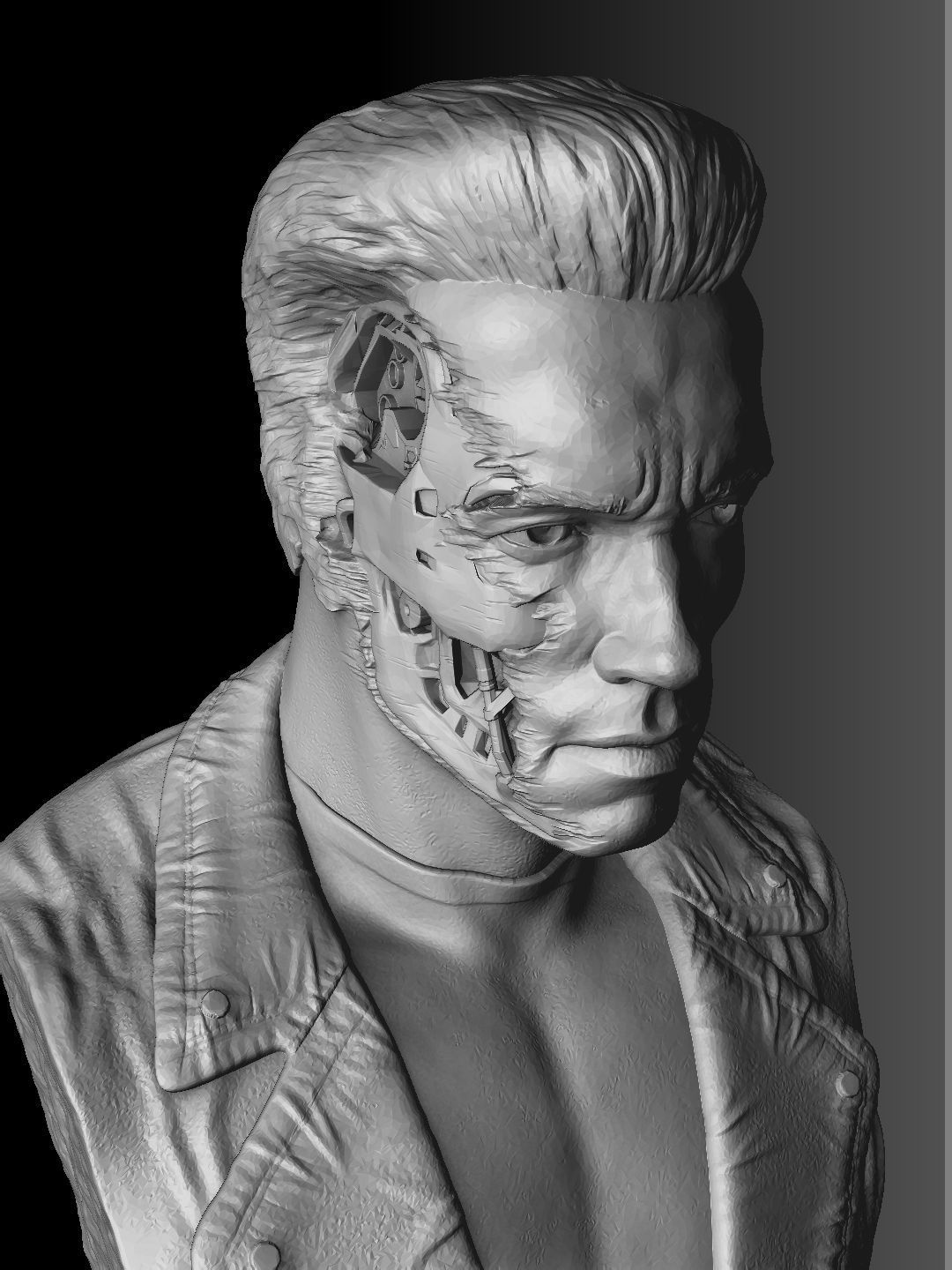 Terminator T-800 BUST 2 options for 3D printing STL 3D print model_4