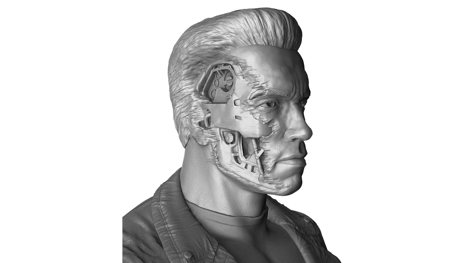 Terminator T-800 BUST 2 options for 3D printing STL 3D print model_3
