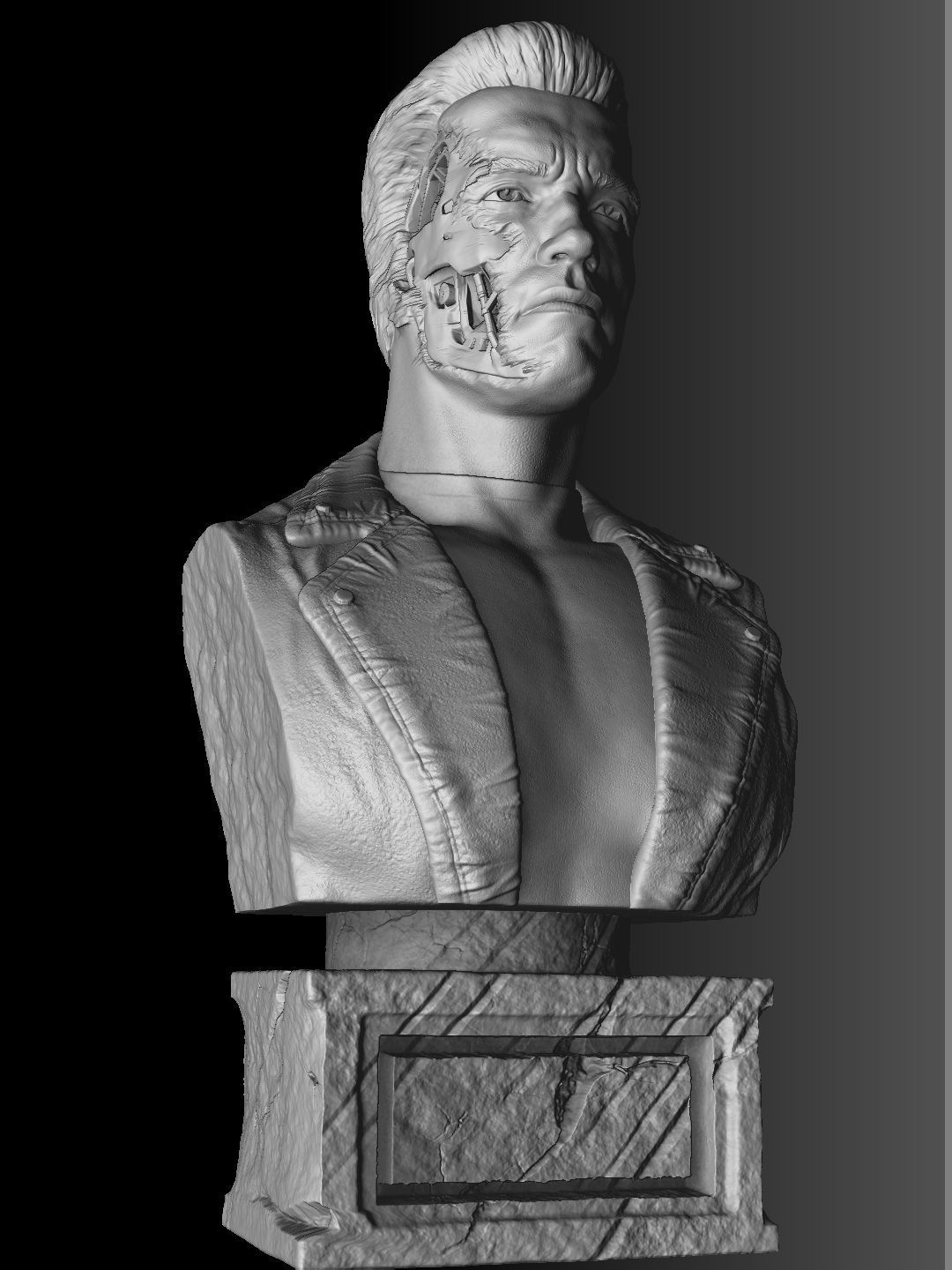 Terminator T-800 BUST 2 options for 3D printing STL 3D print model_29
