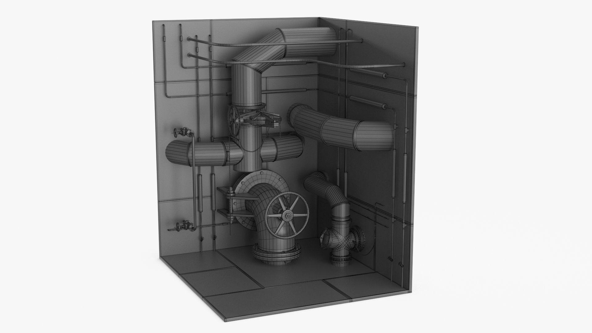 Industrial Pipes v2 Low-poly 3D model_18