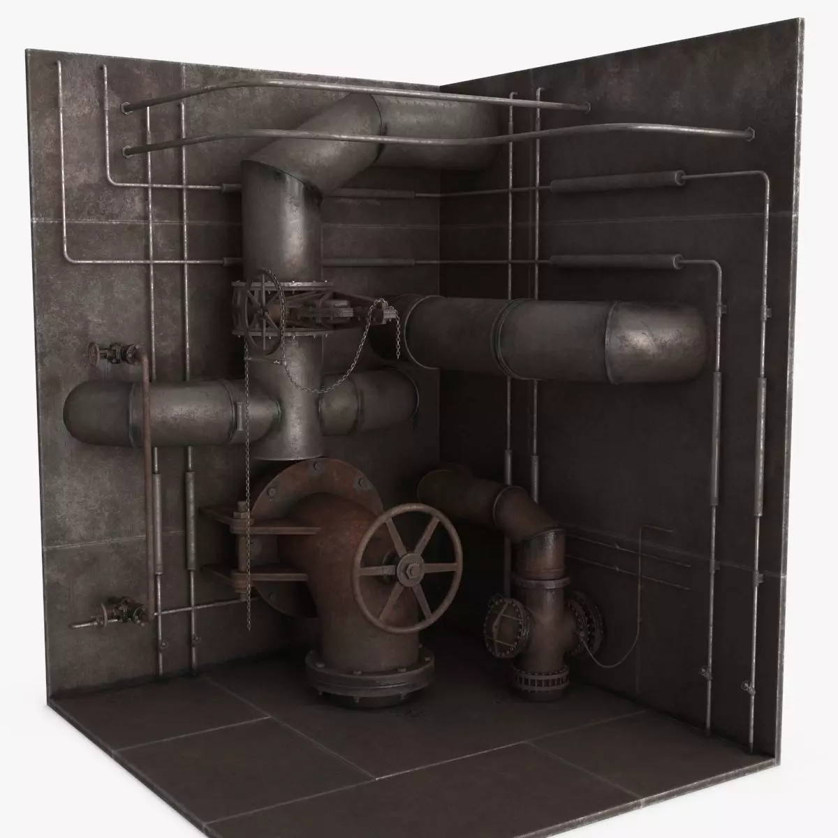 Industrial Pipes v2 Low-poly 3D model_0