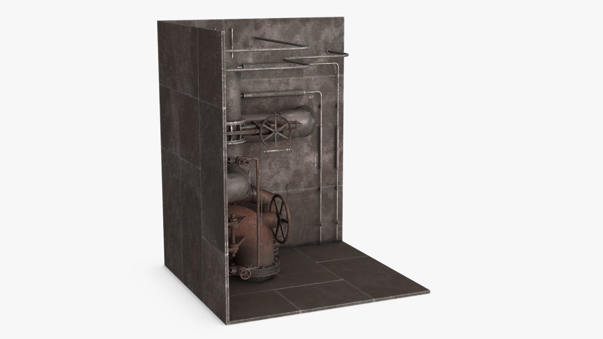 Industrial Pipes v2 Low-poly 3D model_9