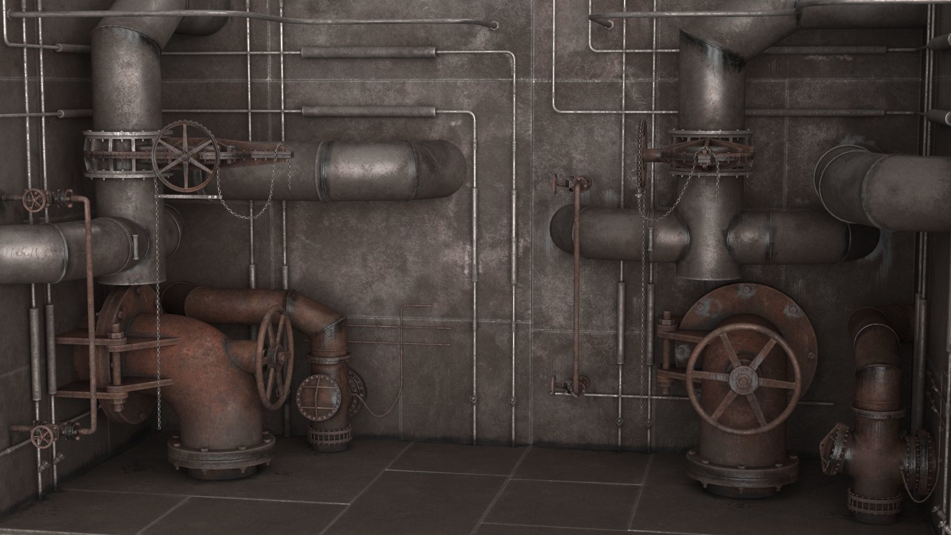 Industrial Pipes v2 Low-poly 3D model_4