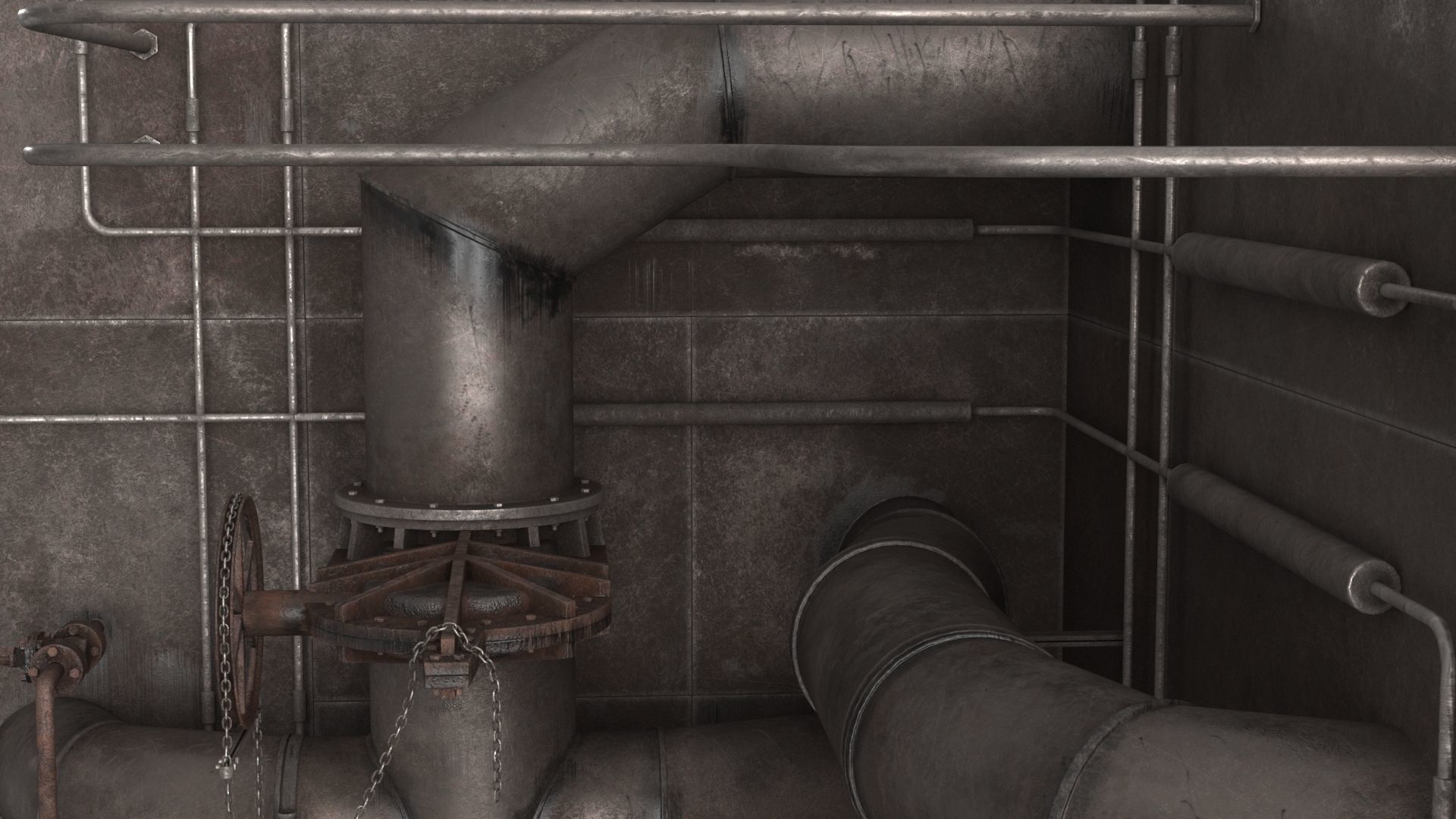Industrial Pipes v2 Low-poly 3D model_15