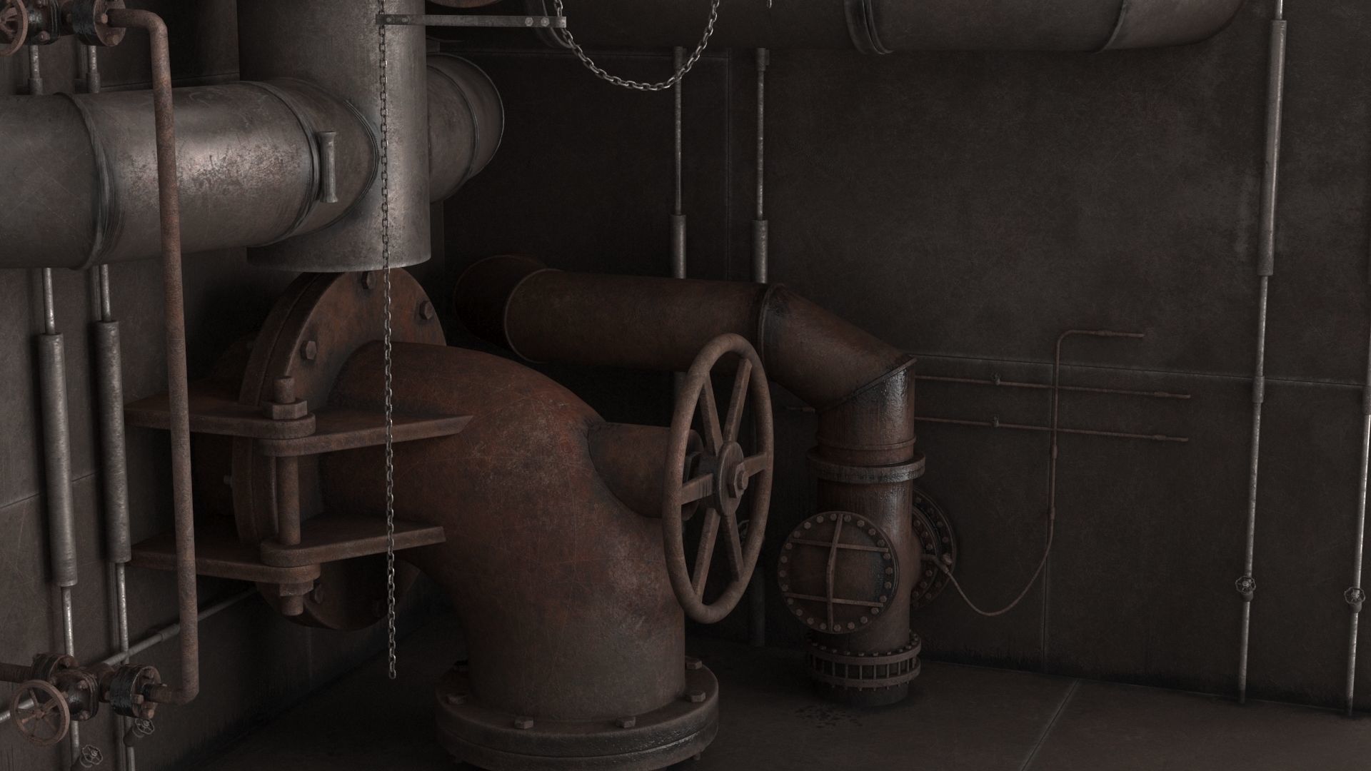 Industrial Pipes v2 Low-poly 3D model_14