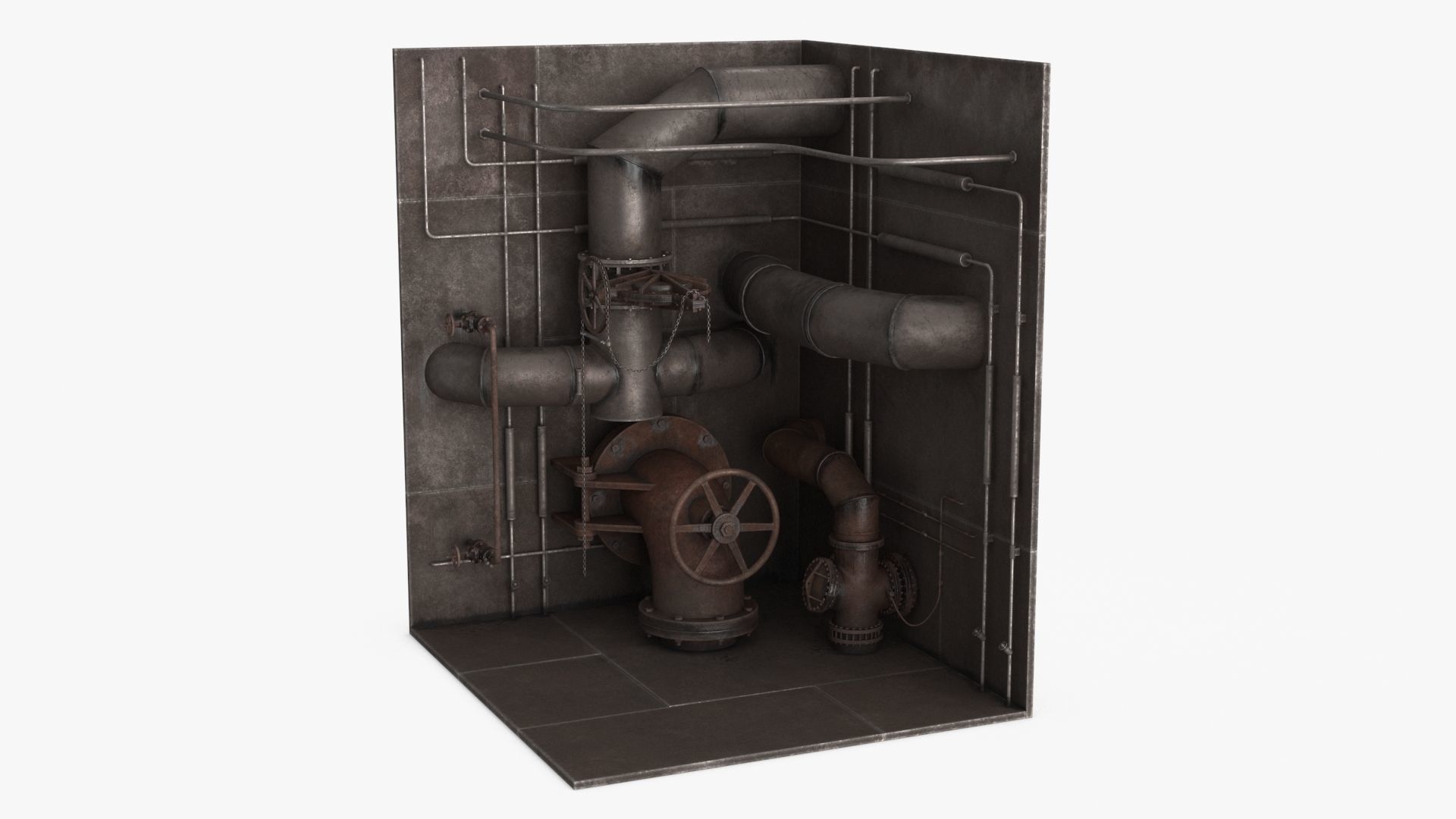 Industrial Pipes v2 Low-poly 3D model_5