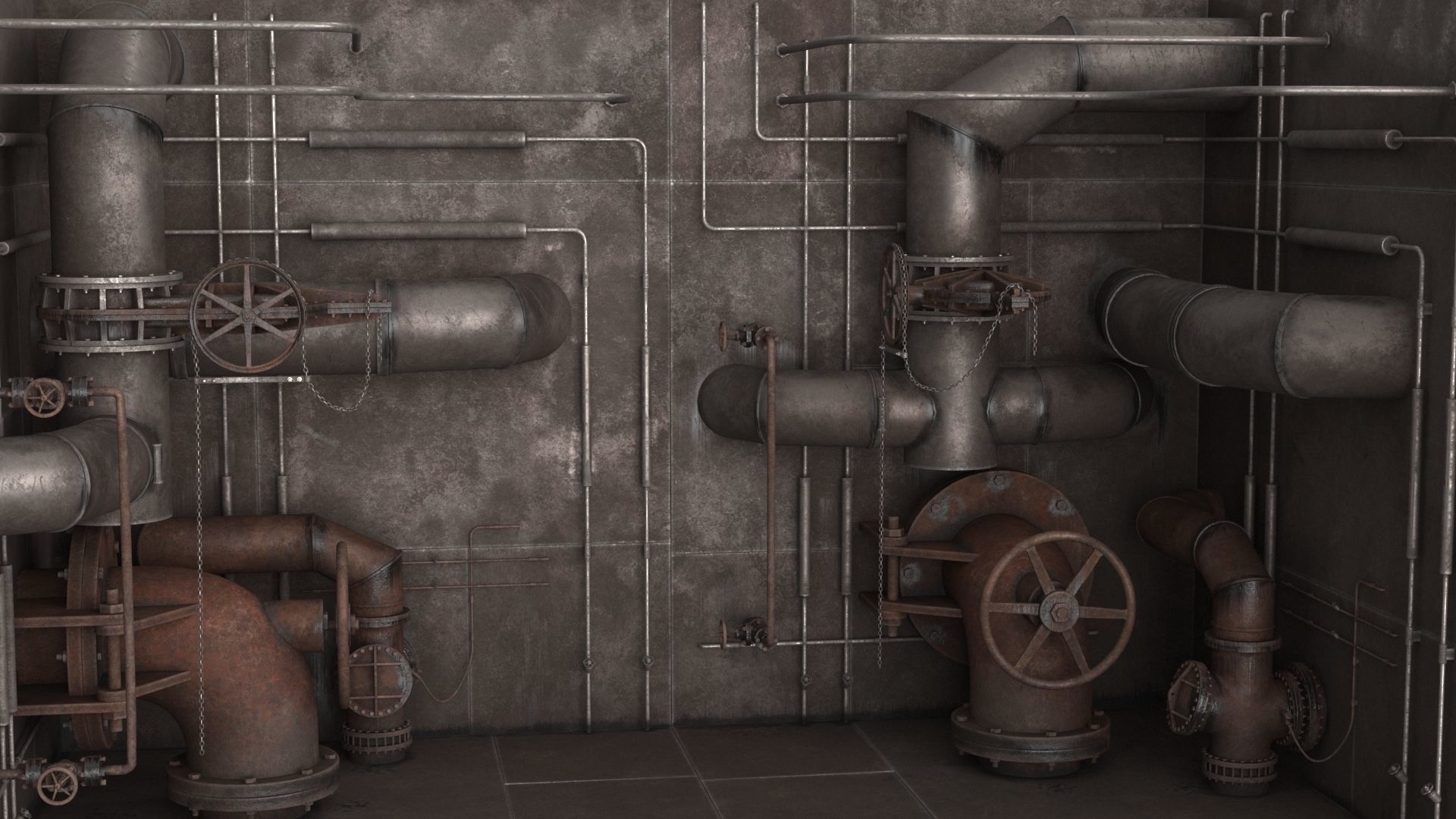Industrial Pipes v2 Low-poly 3D model_3