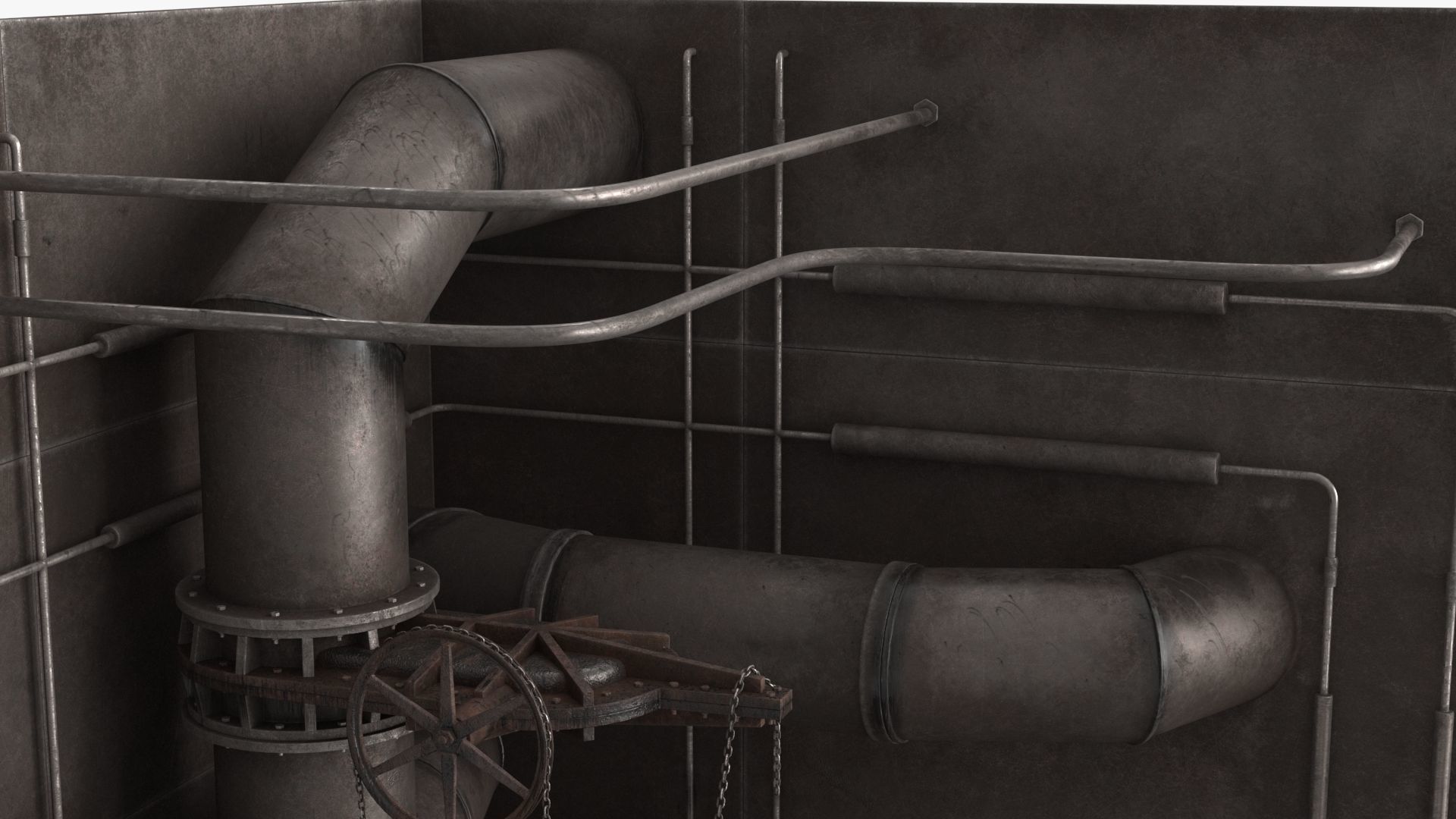 Industrial Pipes v2 Low-poly 3D model_13