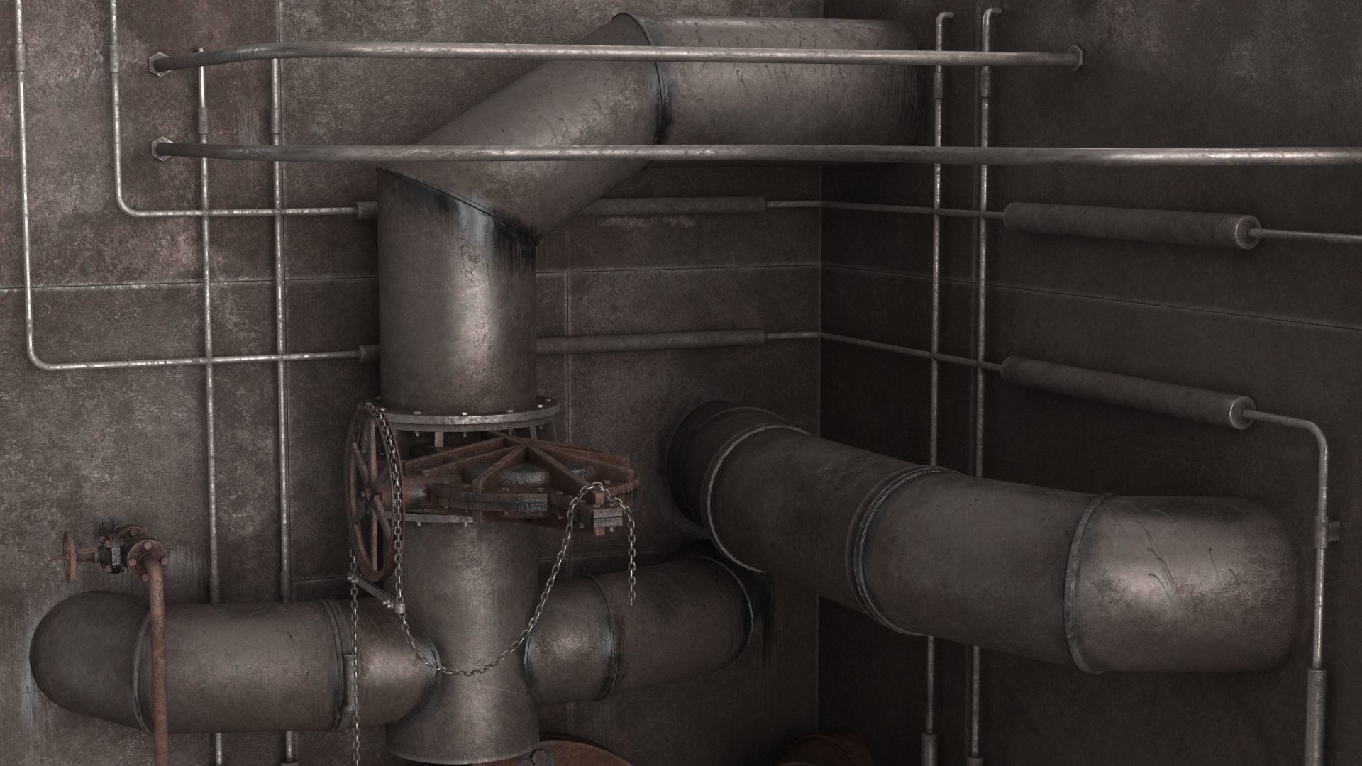 Industrial Pipes v2 Low-poly 3D model_11