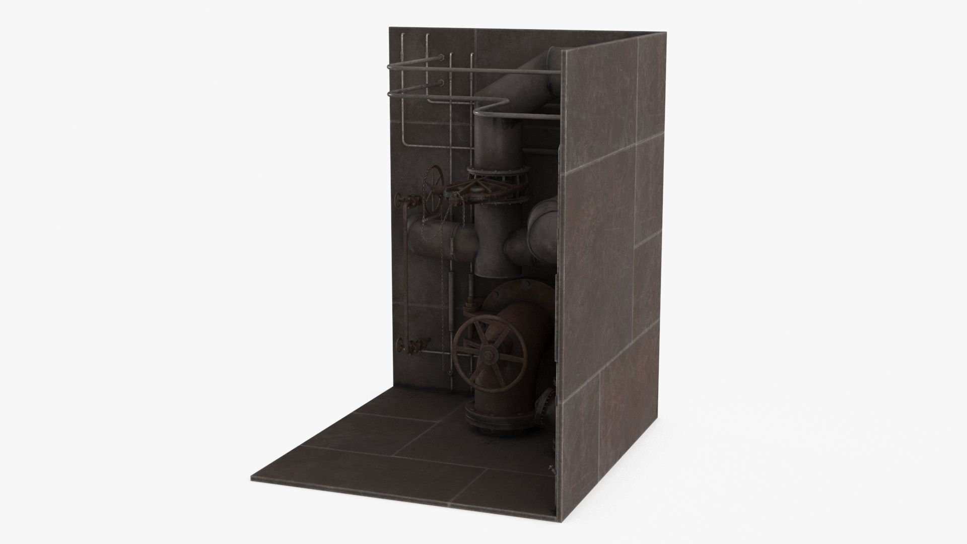 Industrial Pipes v2 Low-poly 3D model_6