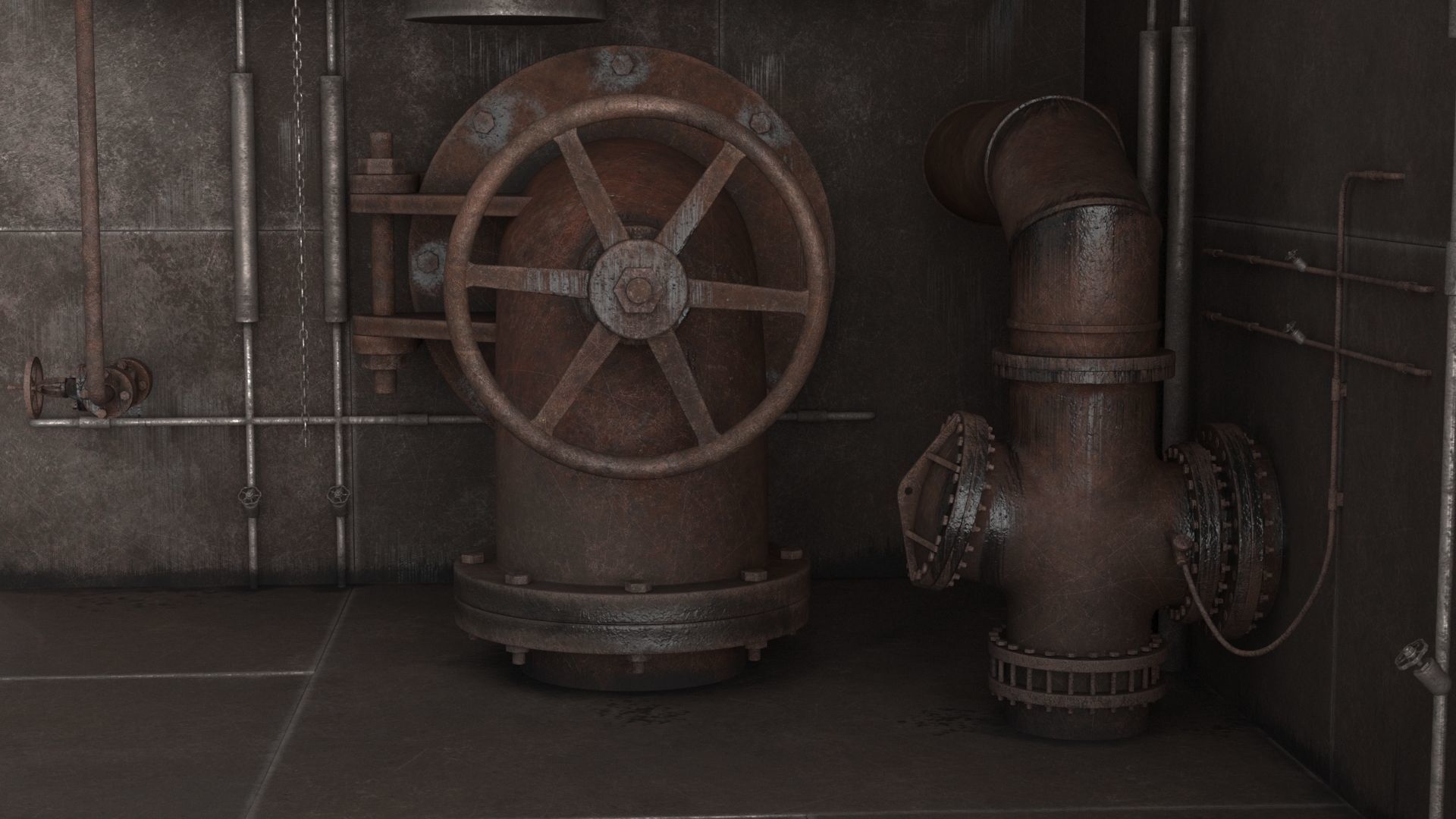 Industrial Pipes v2 Low-poly 3D model_16