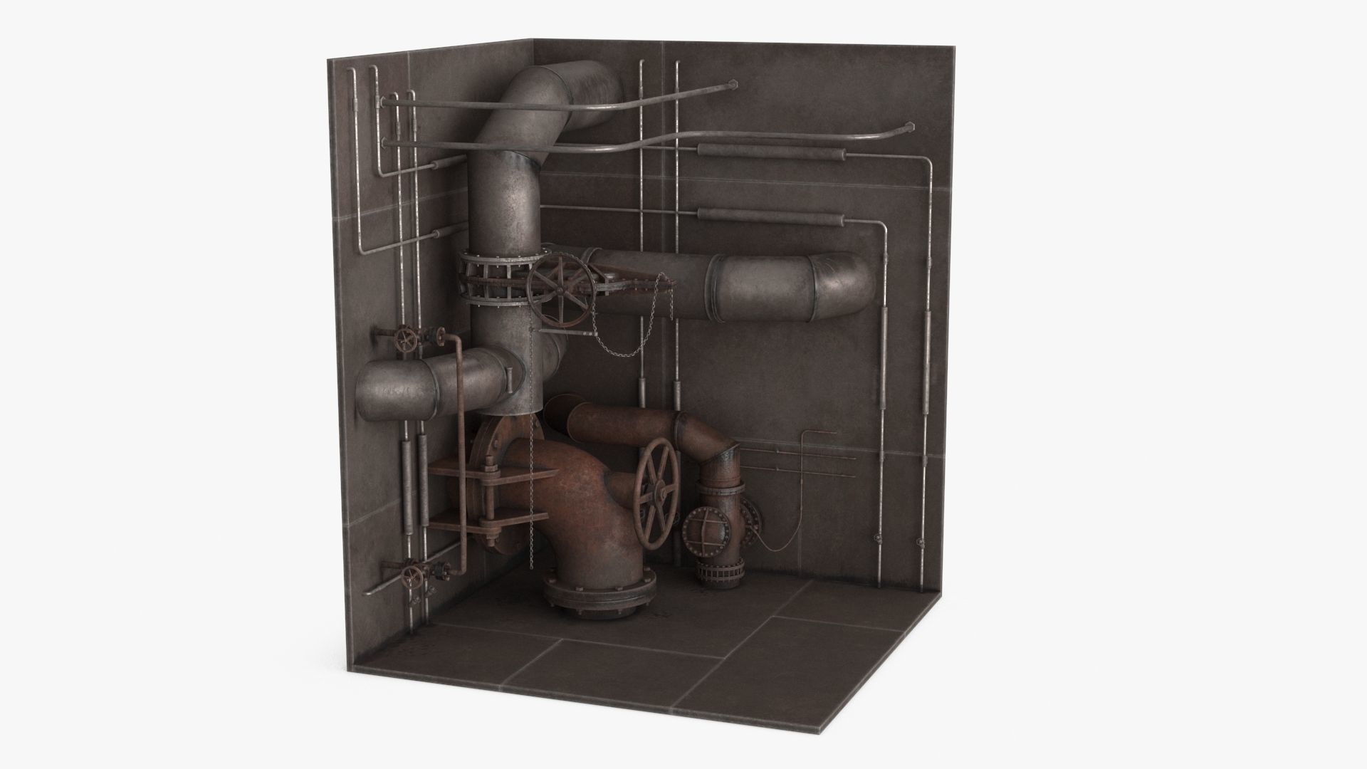 Industrial Pipes v2 Low-poly 3D model_10
