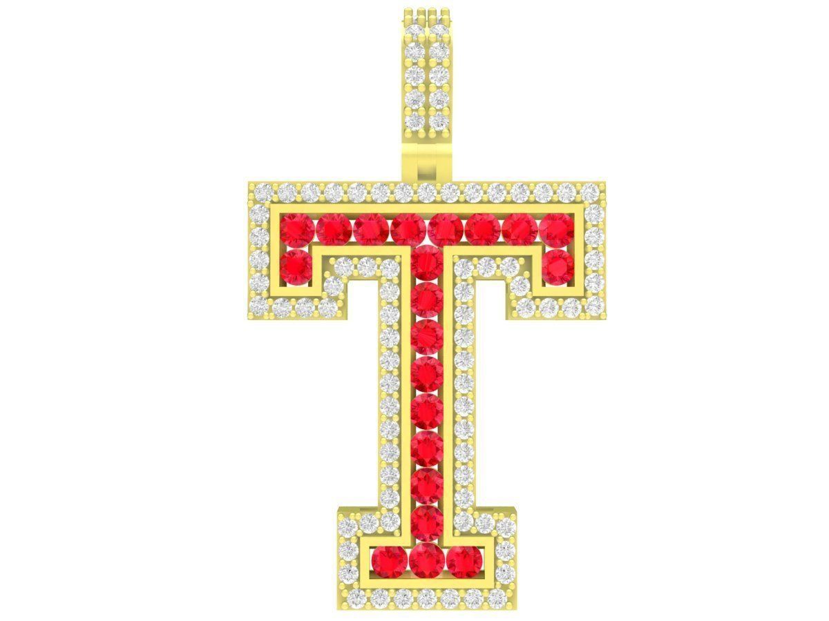 diamond letter T pendant 3914 3D print model_4
