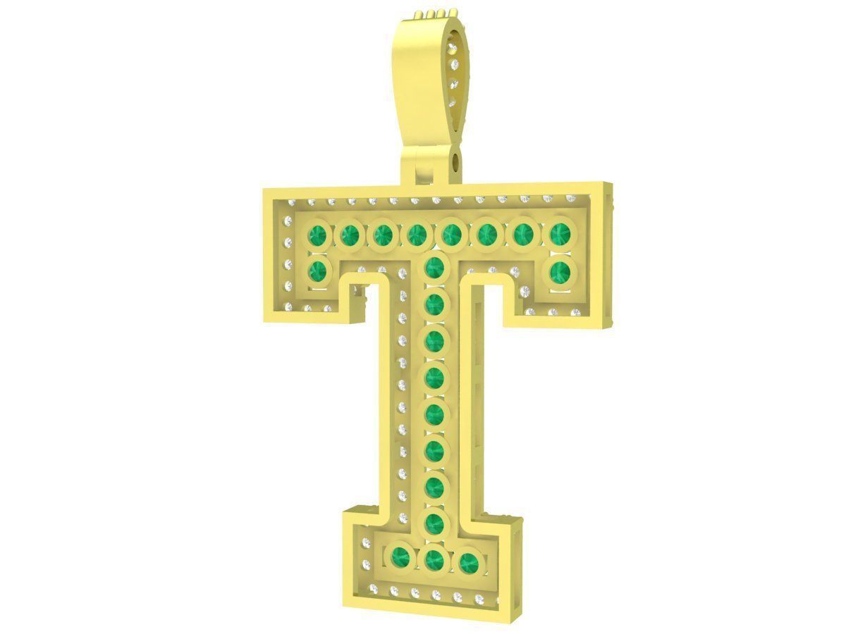 diamond letter T pendant 3914 3D print model_6