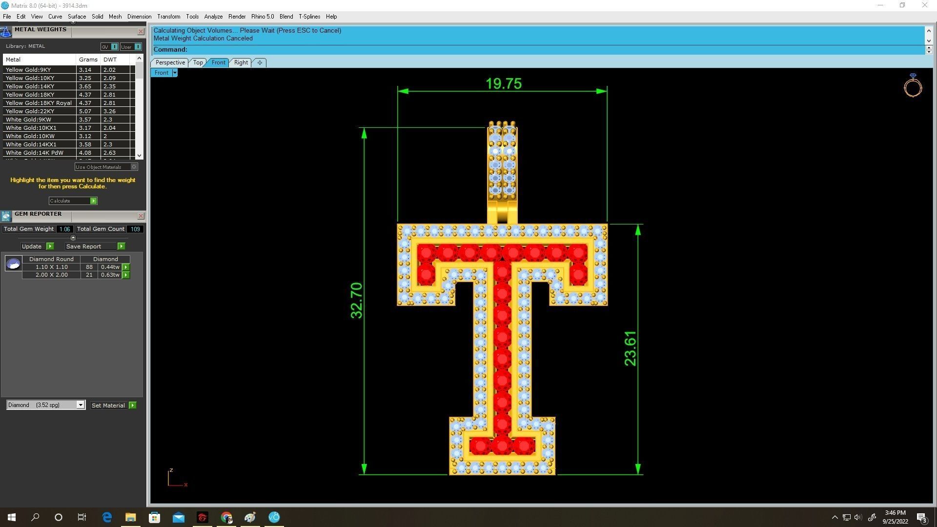 diamond letter T pendant 3914 3D print model_2
