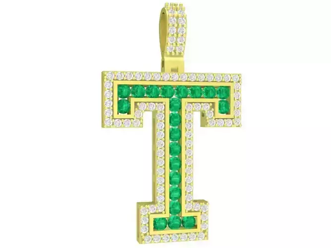 diamond letter T pendant 3914 3D print model diamond letter T pendant 3914 3D print model
