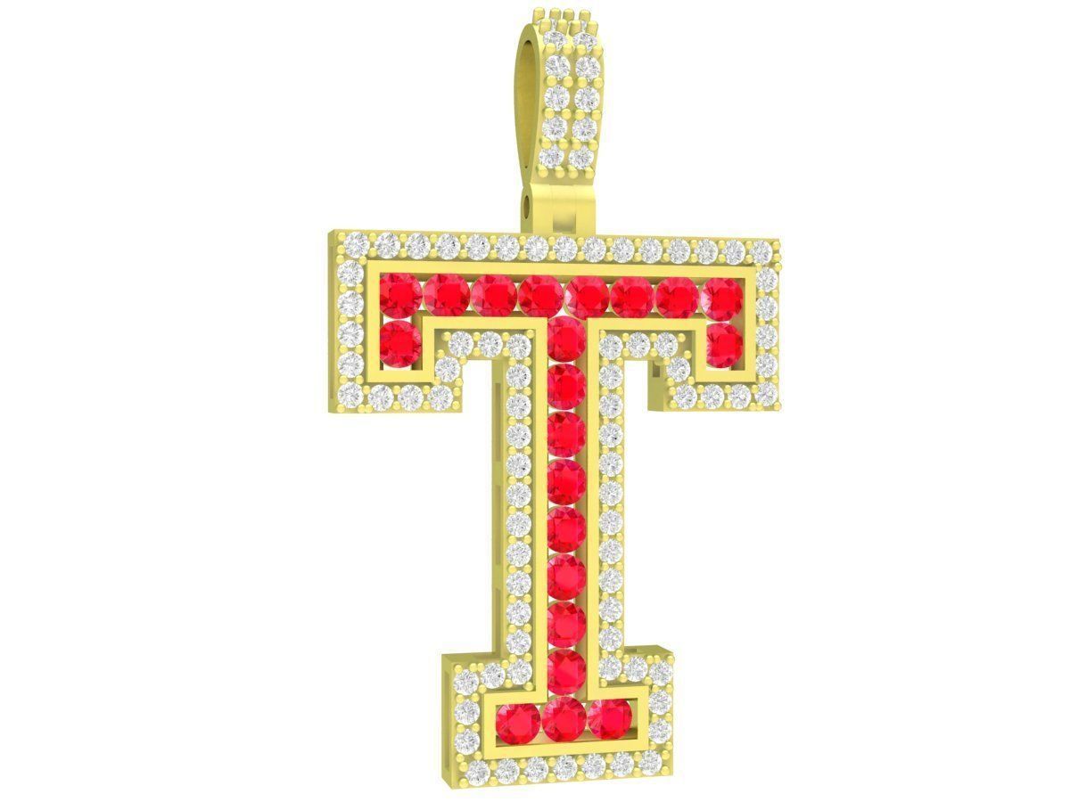 diamond letter T pendant 3914 3D print model_1