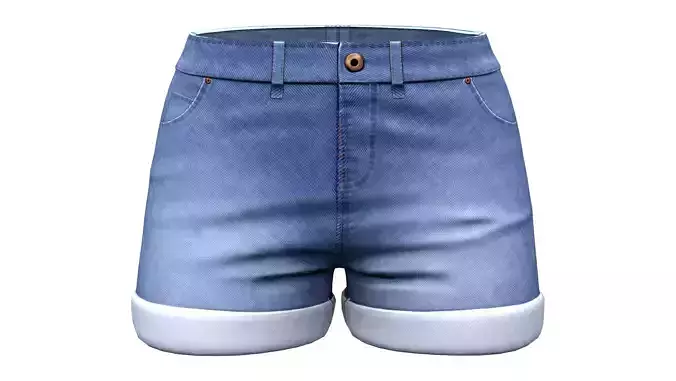 Rolled Legs Mini Denim Shorts