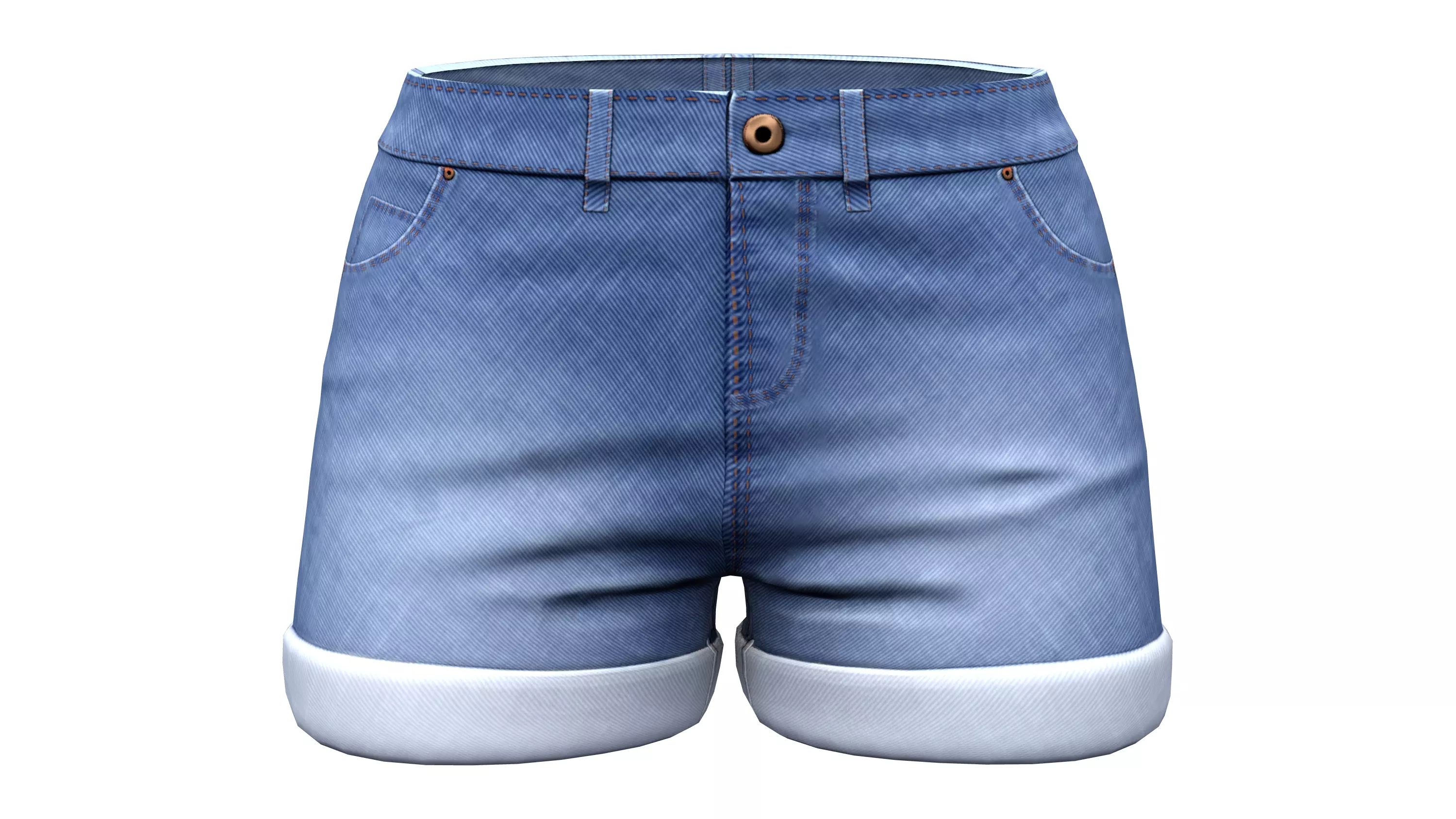 Rolled Legs Mini Denim Shorts Low-poly 3D model