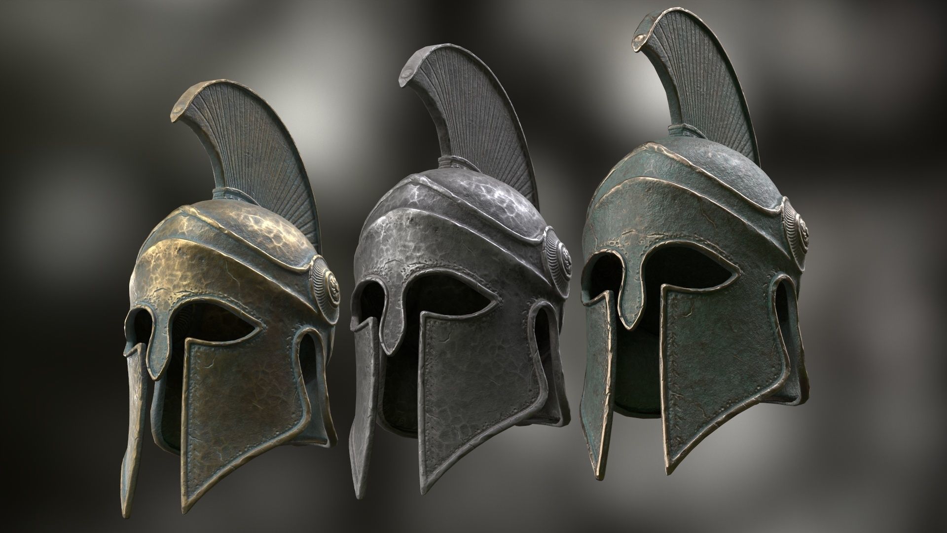 Ancient Greek Helmet  design by Lilia Koleva-Bardarova Low-poly 3D model_1