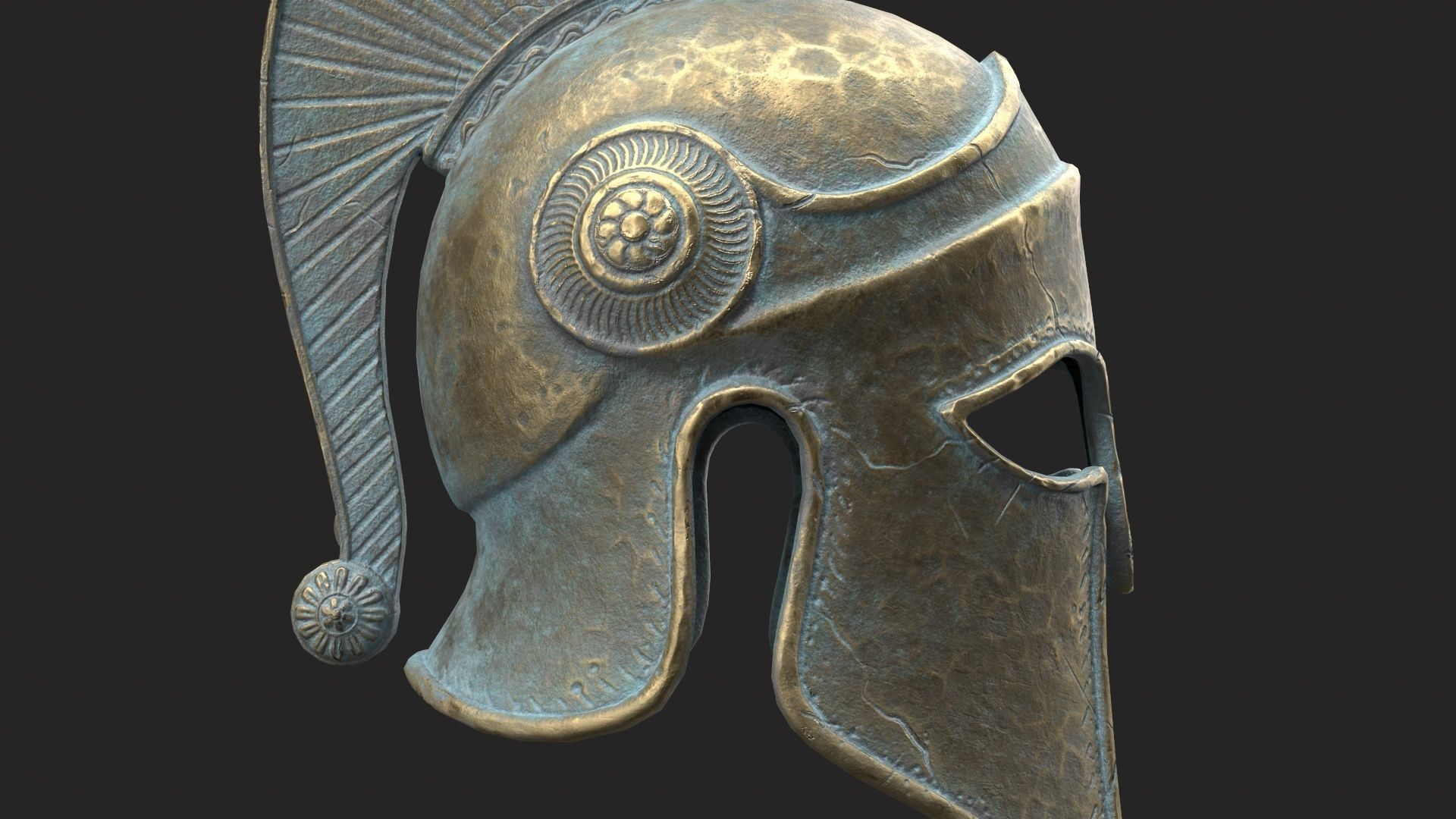Ancient Greek Helmet  design by Lilia Koleva-Bardarova Low-poly 3D model_3