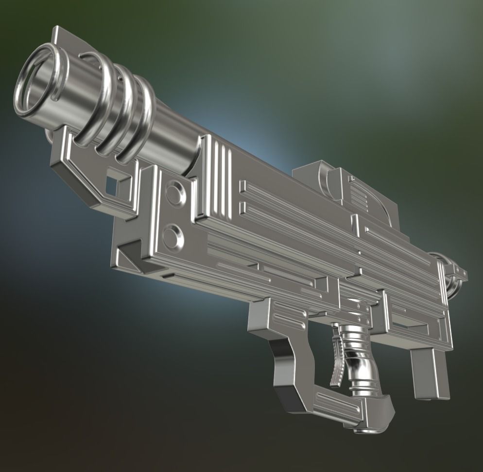 Heavy Blaster Gun High Poly 3D model_3