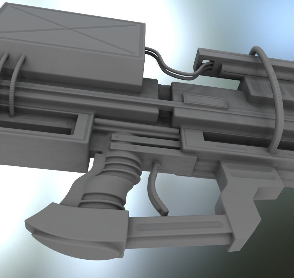 Heavy Blaster Gun High Poly 3D model_6