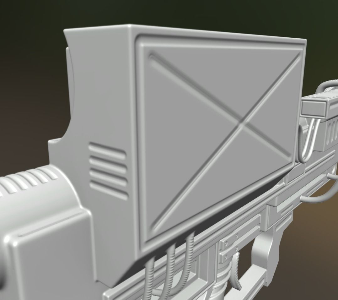 Heavy Blaster Gun High Poly 3D model_8