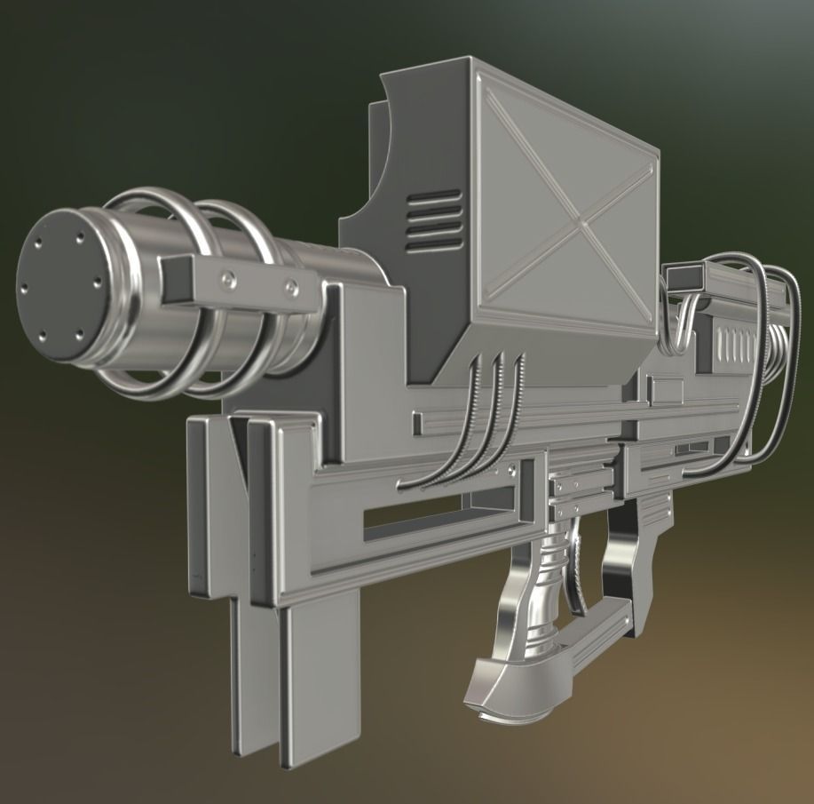 Heavy Blaster Gun High Poly 3D model_0
