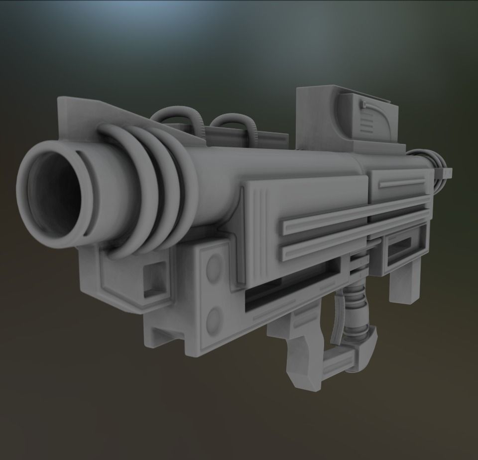 Heavy Blaster Gun High Poly 3D model_7
