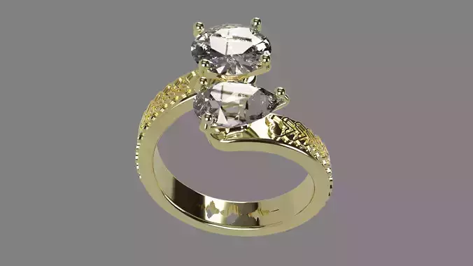 2- Diamond Stone Engagement Ring
