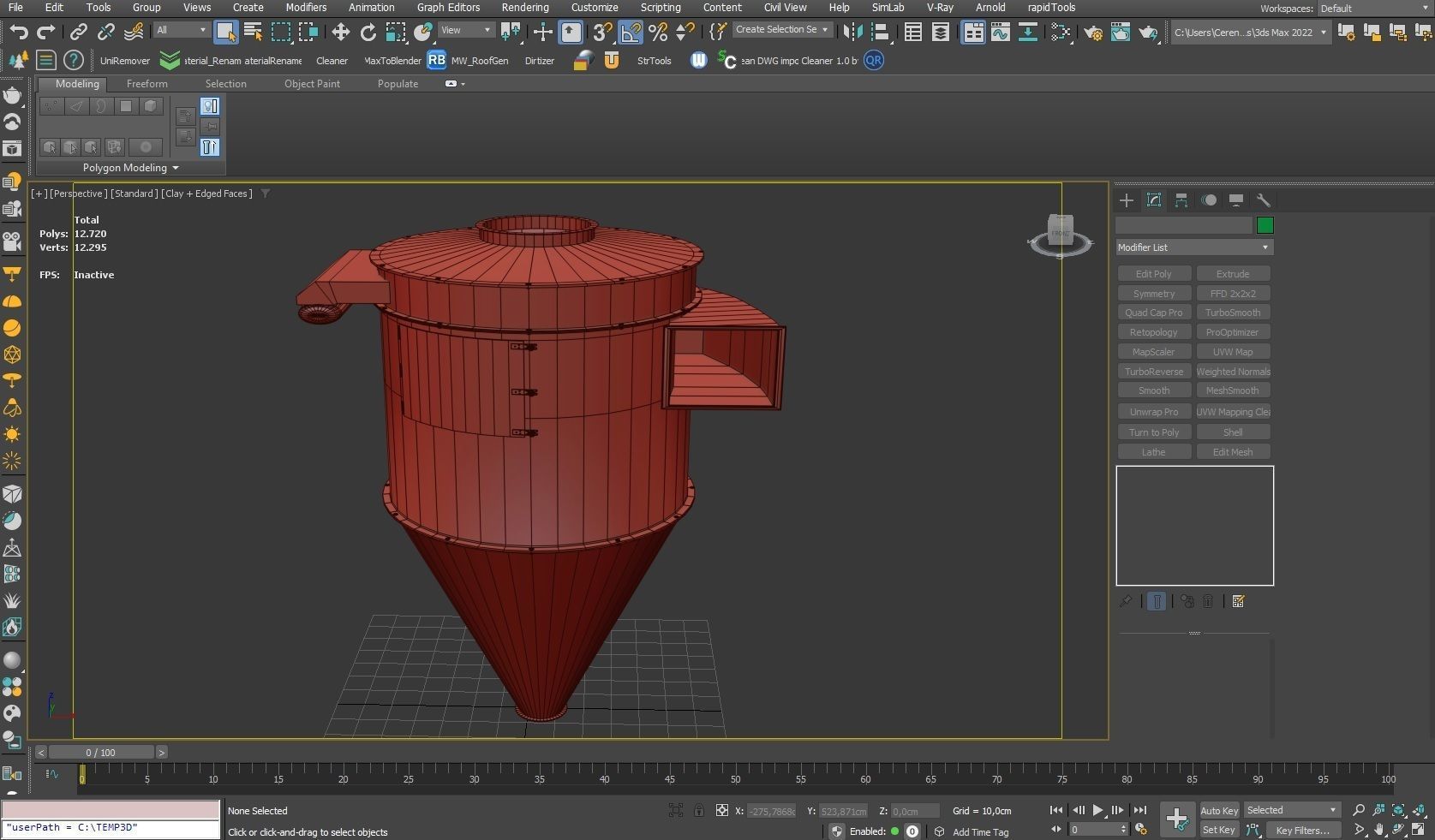 Dust Cyclone - Wheat Grain Flour Milling Machine Low-poly 3D model_8