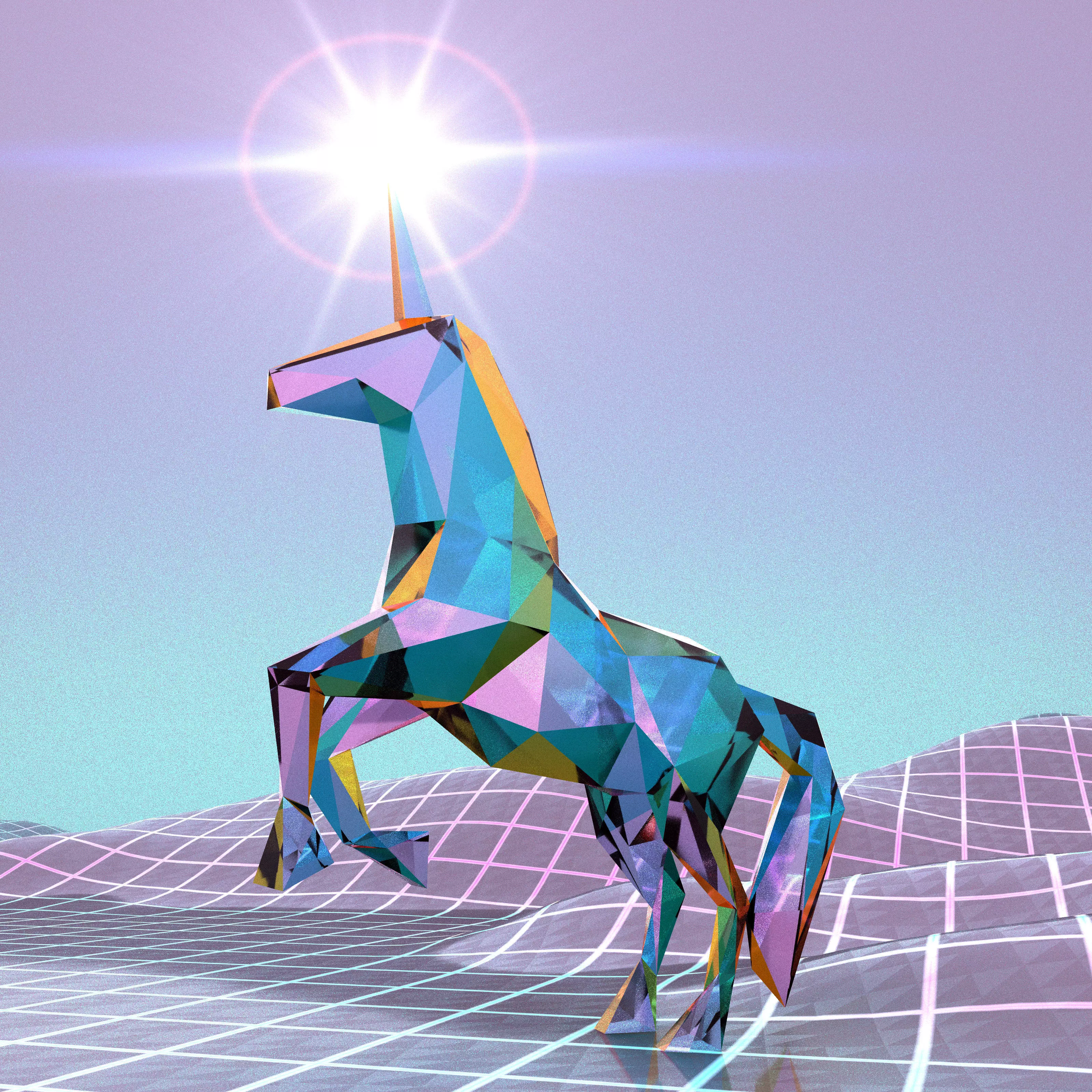 Low Poly Geometric Unicorn 3D model_0