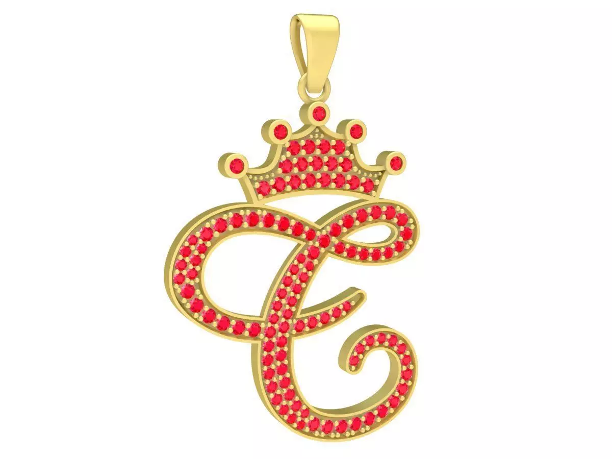 Luxury Crown Letter E Pendant Jewelry 3D Model 3917 3D print model