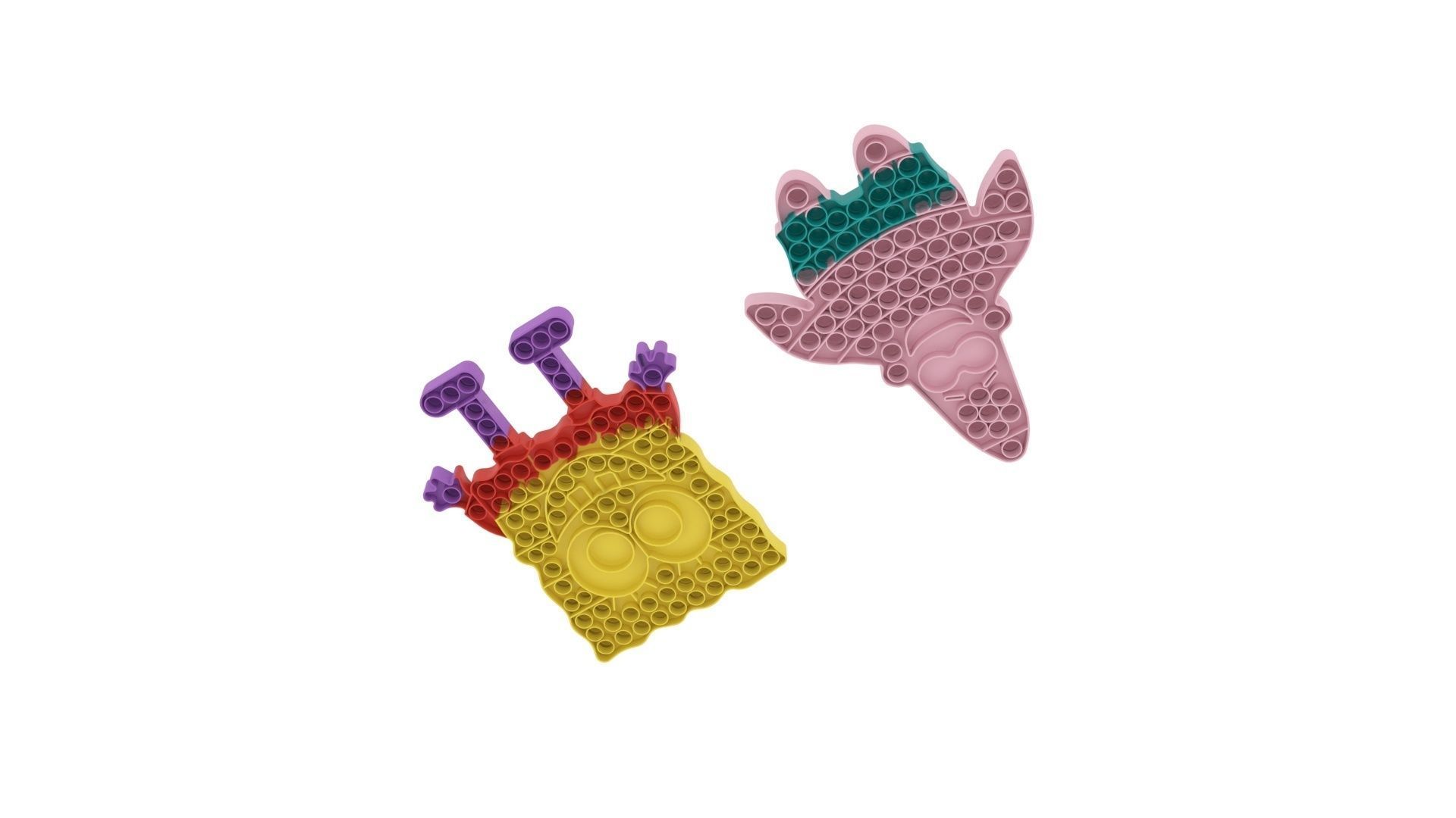 Spongebob and Patrick Pop It Fidget Toys Set 3D model_5