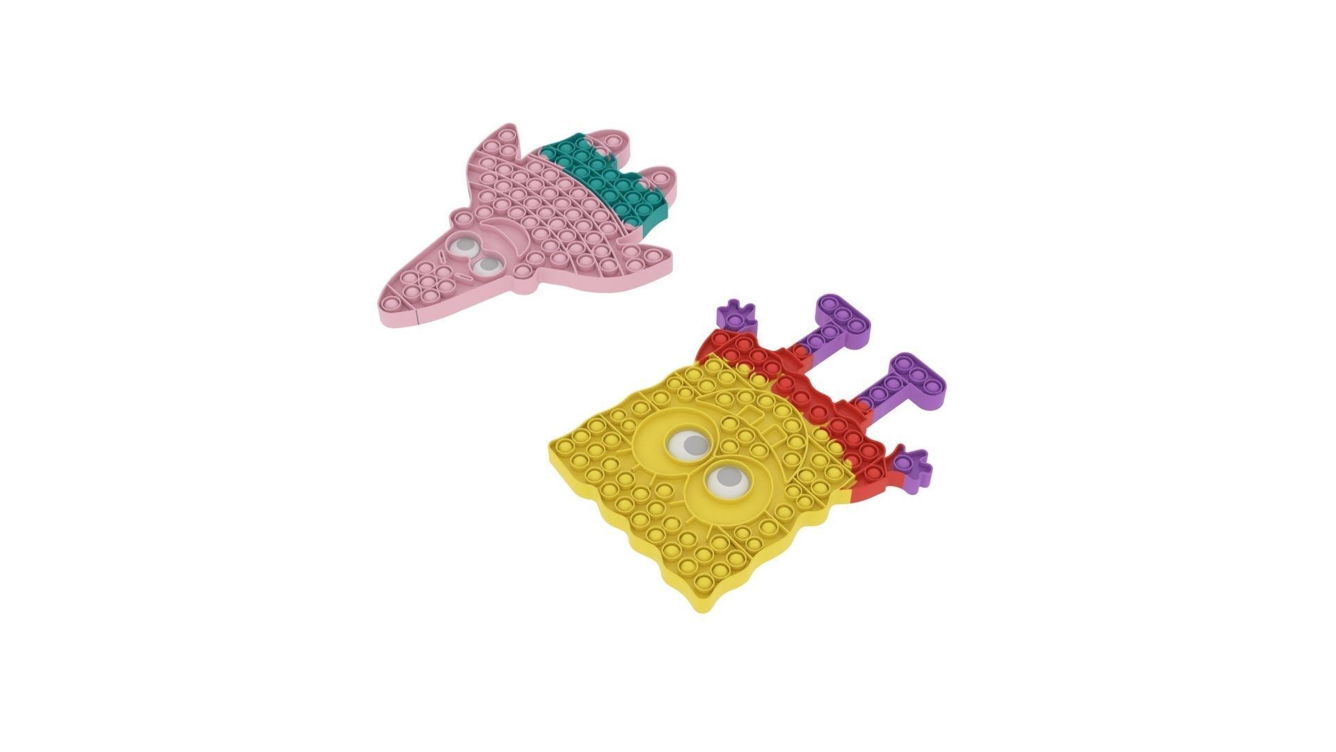 Spongebob and Patrick Pop It Fidget Toys Set 3D model_3
