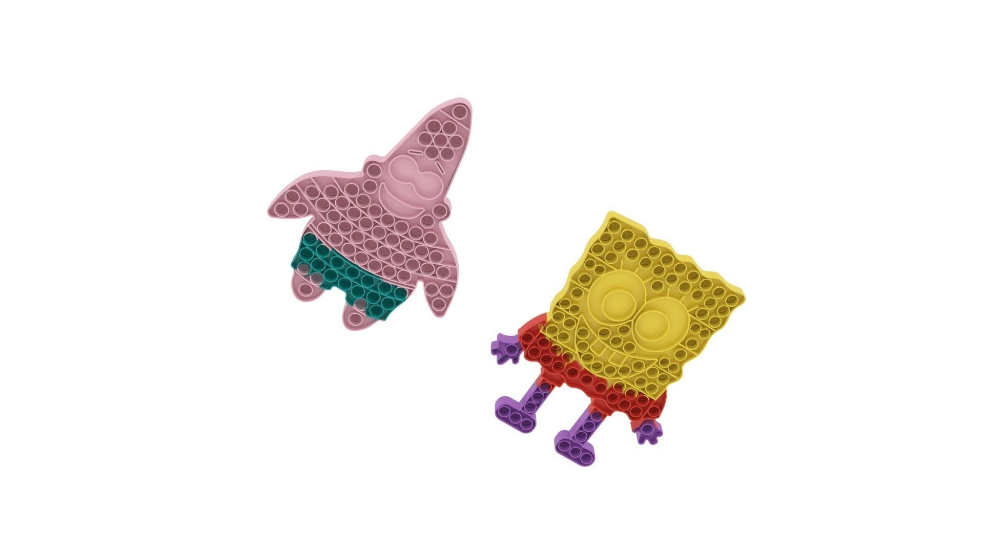 Spongebob and Patrick Pop It Fidget Toys Set 3D model_6