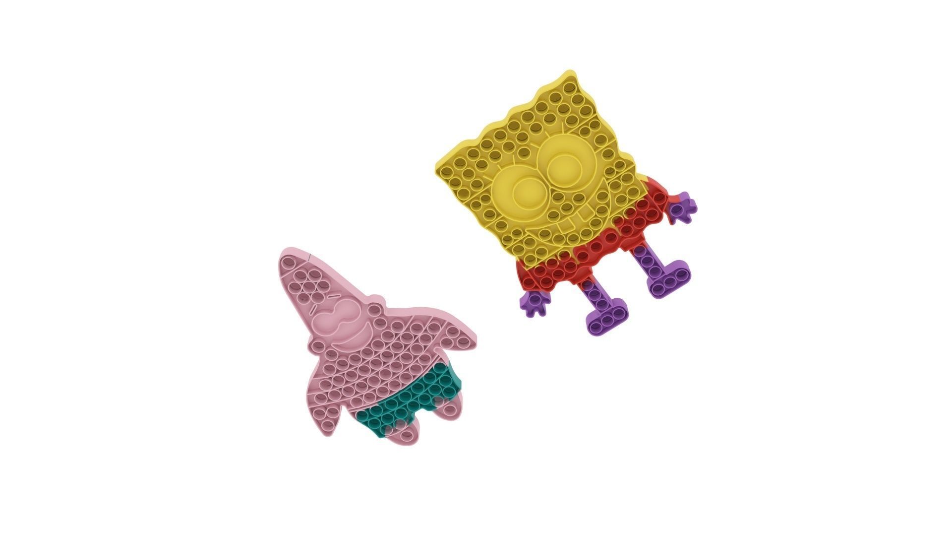 Spongebob and Patrick Pop It Fidget Toys Set 3D model_8