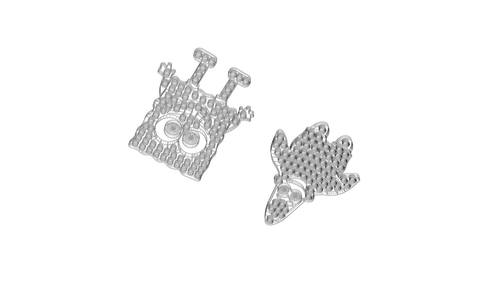 Spongebob and Patrick Pop It Fidget Toys Set 3D model_18