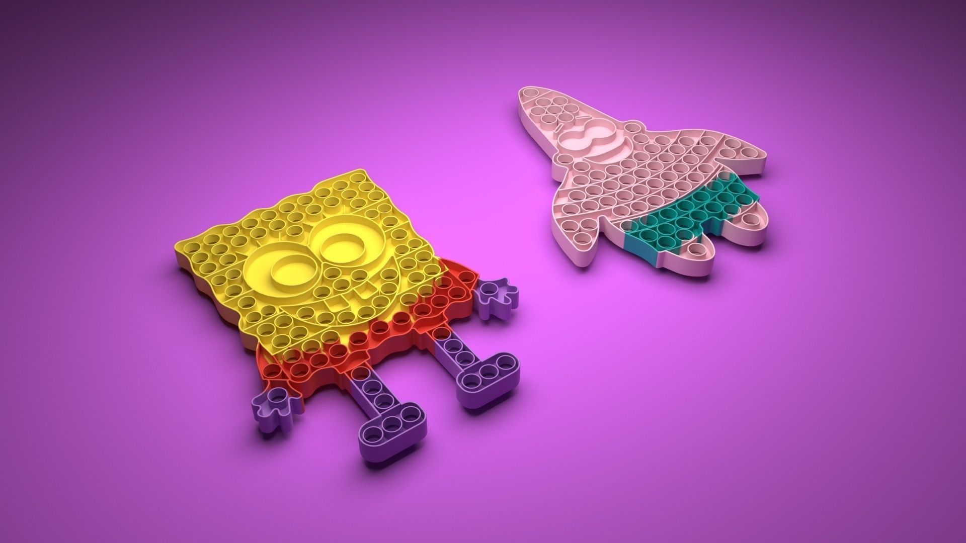 Spongebob and Patrick Pop It Fidget Toys Set 3D model_22