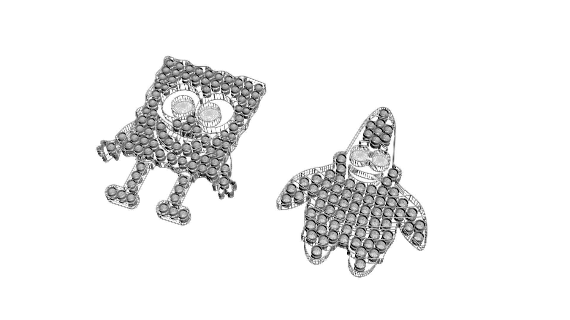 Spongebob and Patrick Pop It Fidget Toys Set 3D model_12