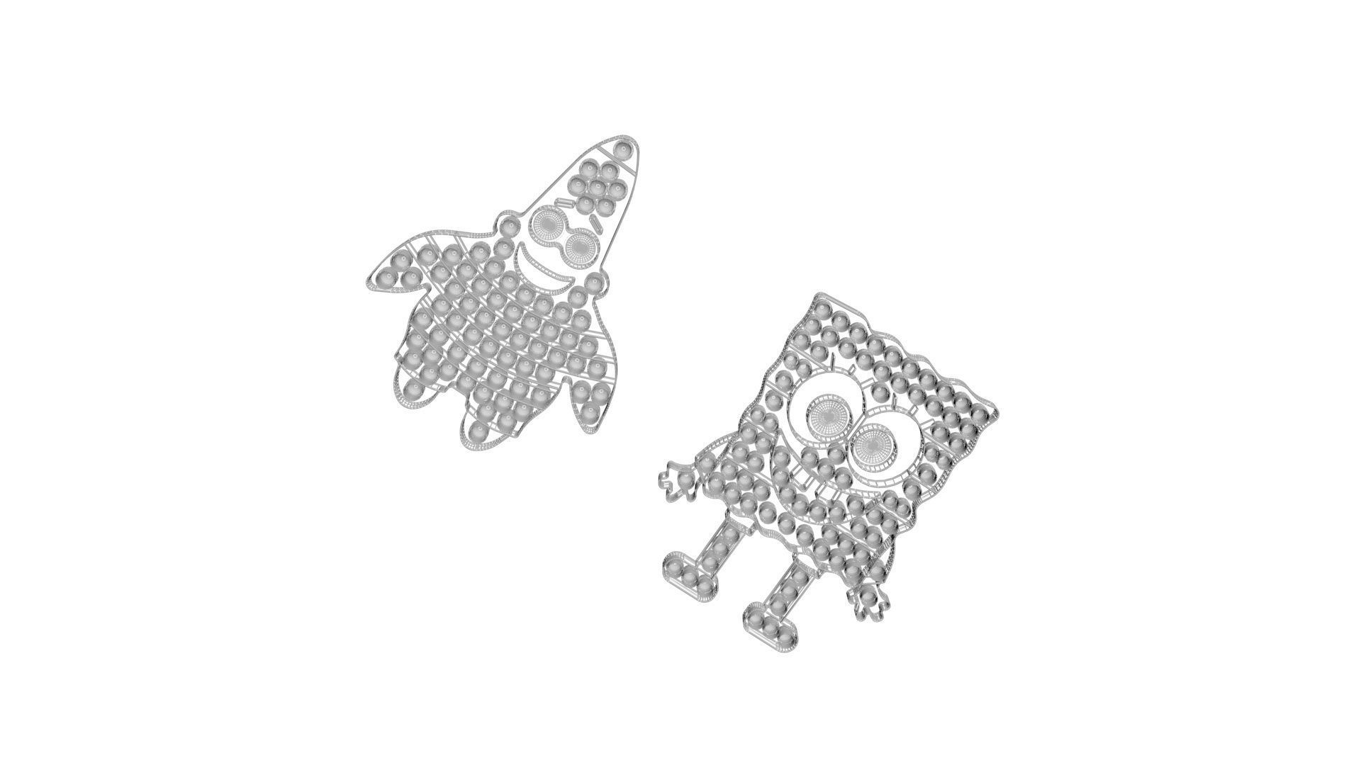 Spongebob and Patrick Pop It Fidget Toys Set 3D model_17
