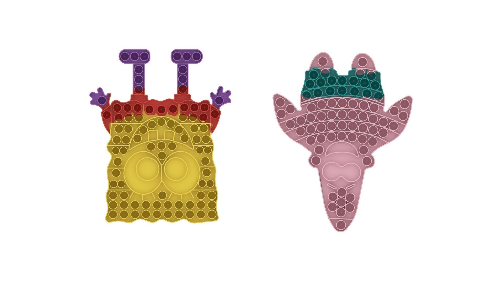 Spongebob and Patrick Pop It Fidget Toys Set 3D model_10