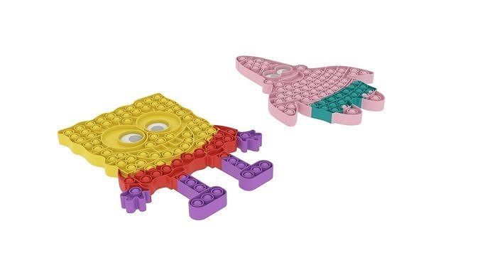 Spongebob and Patrick Pop It Fidget Toys Set 3D model