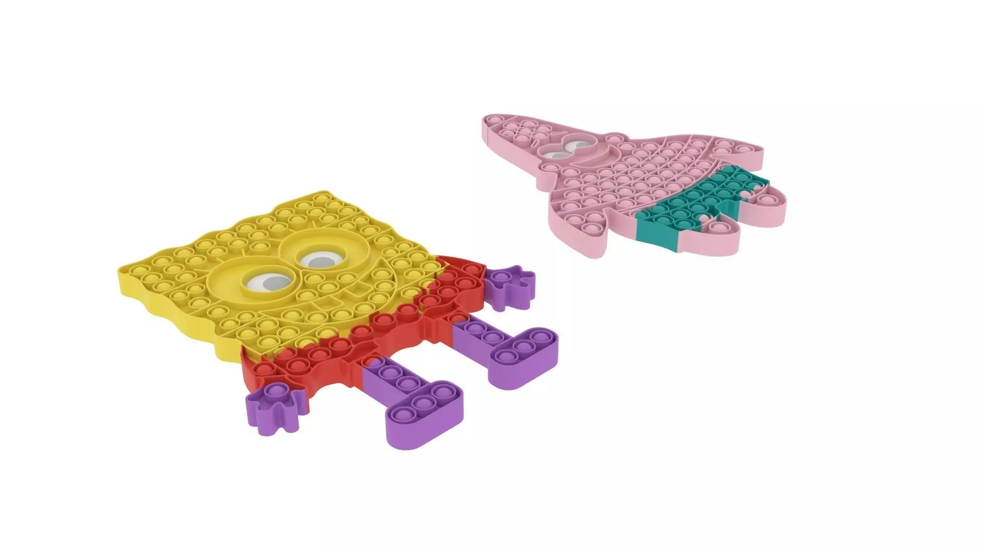 Spongebob and Patrick Pop It Fidget Toys Set 3D model_0